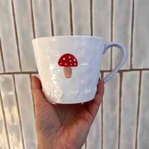 Bluebird and Willow Mushroom Design Coffee Mug